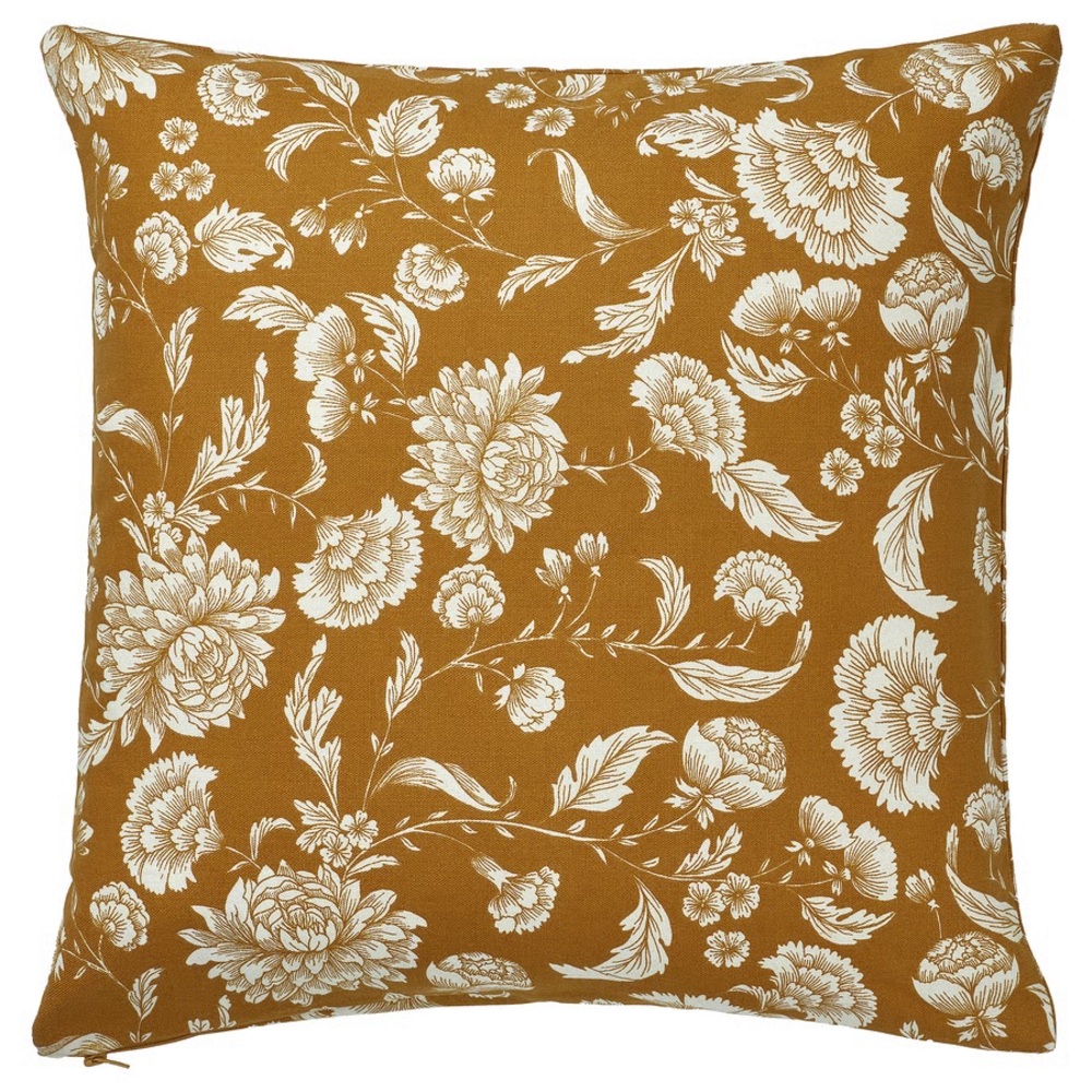 Floral Print Decorative Cushion Covers- Mustard and Cream